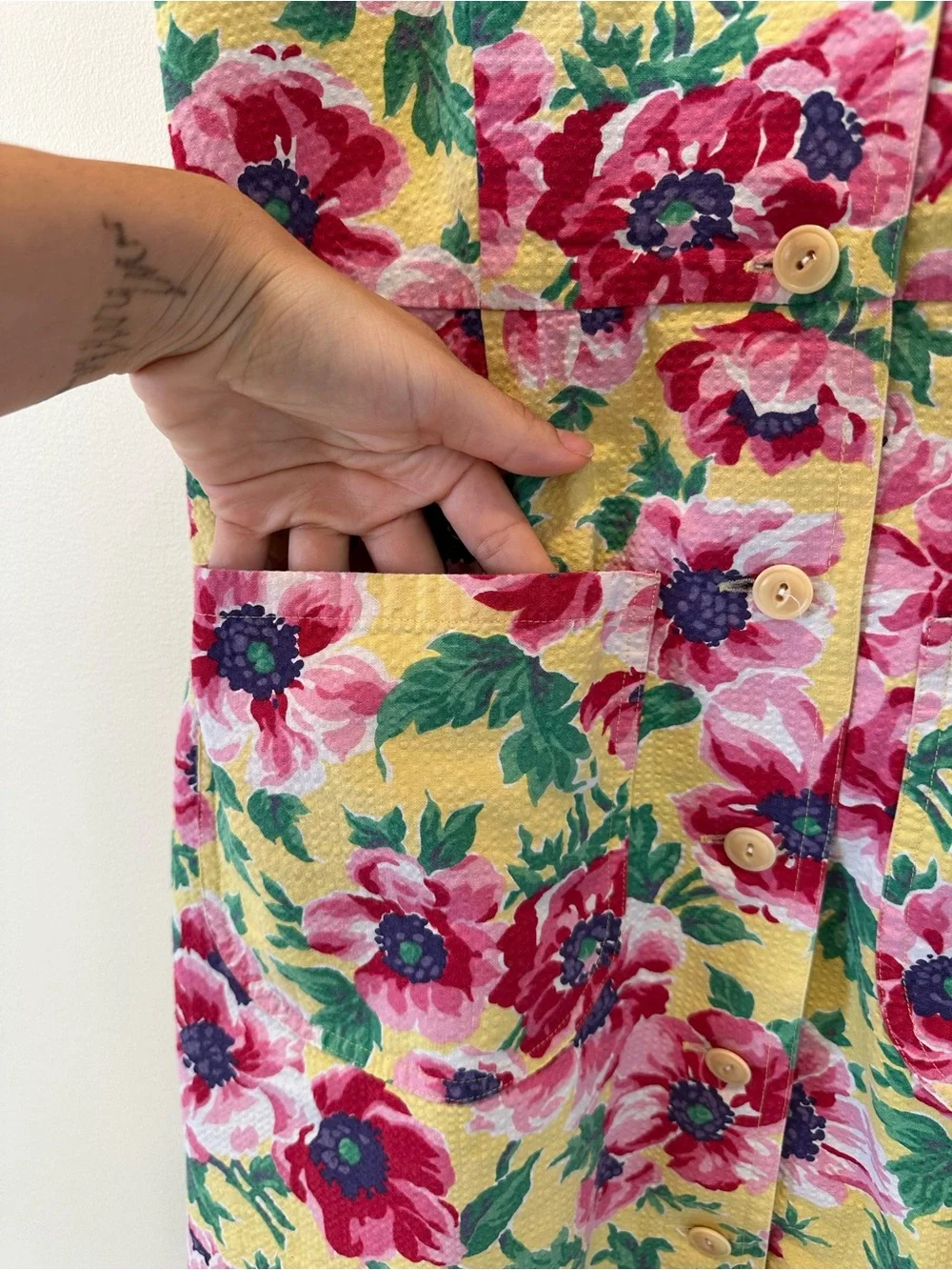 Ralph Lauren Yellow Floral Sleeveless Shirt Dress - Picture 2 of 7
